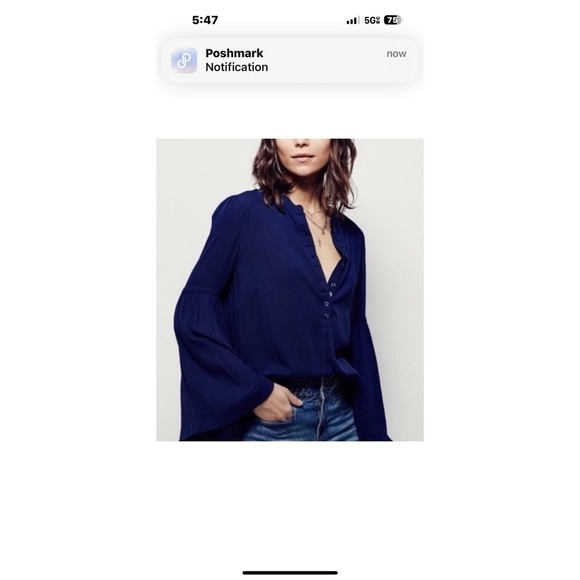 Free People Tunic Top Womens Small S V Neck Button Front Long Sleeve - Picture 4 of 9